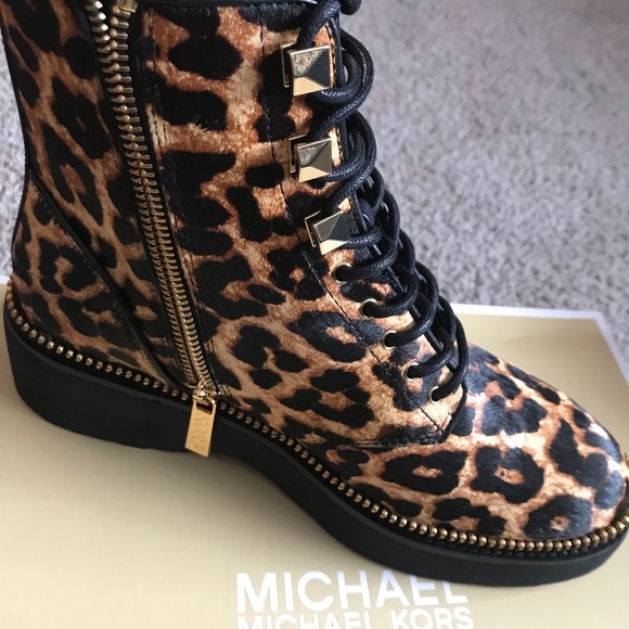 Michael Kors Leopard Print Combat Boot (Haskel) - Picture 2 of 3